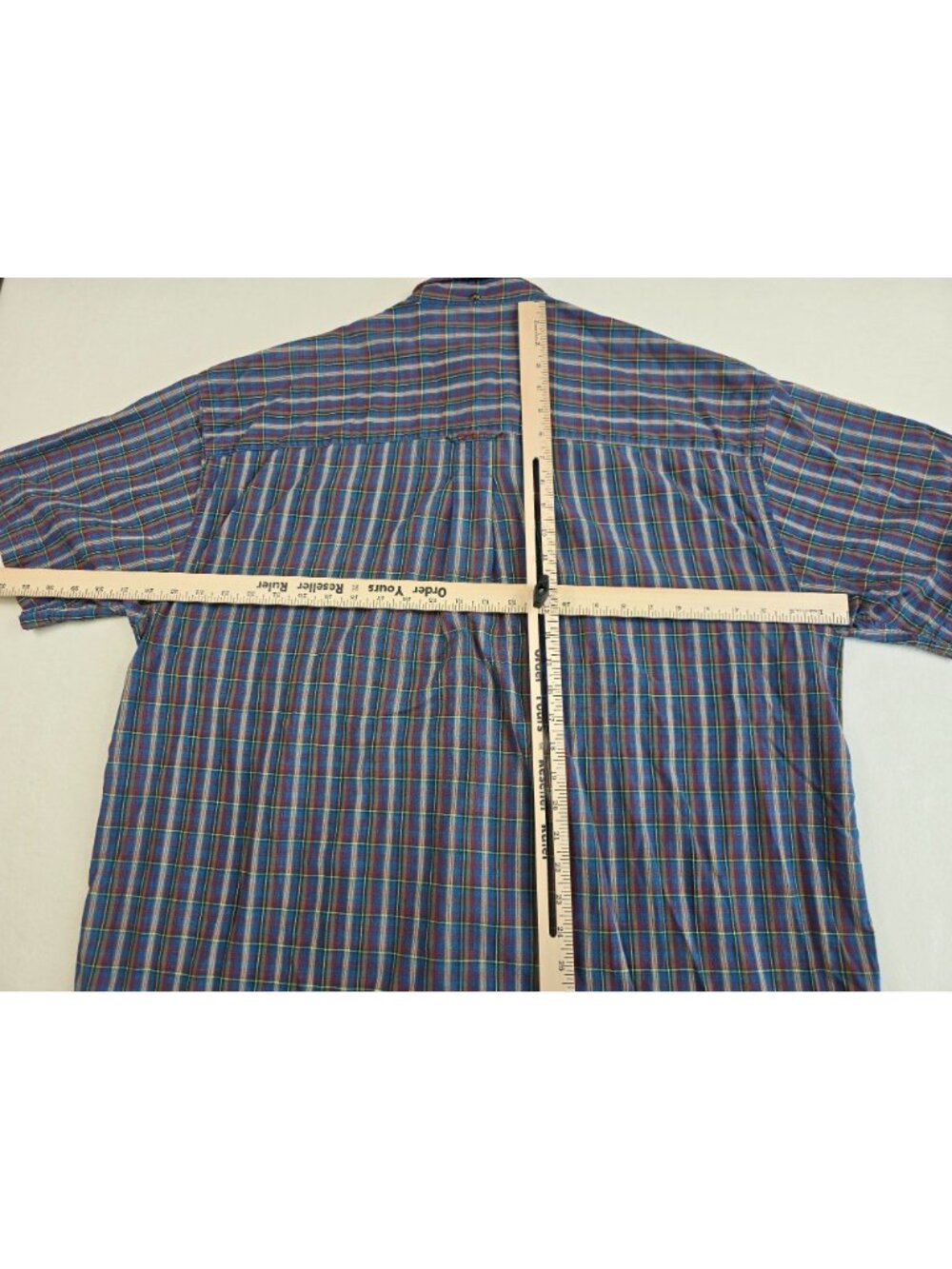 Gant Mens XL Indigo Cotton Short Sleeve Plaid Button-Up Shirt - Picture 4 of 4